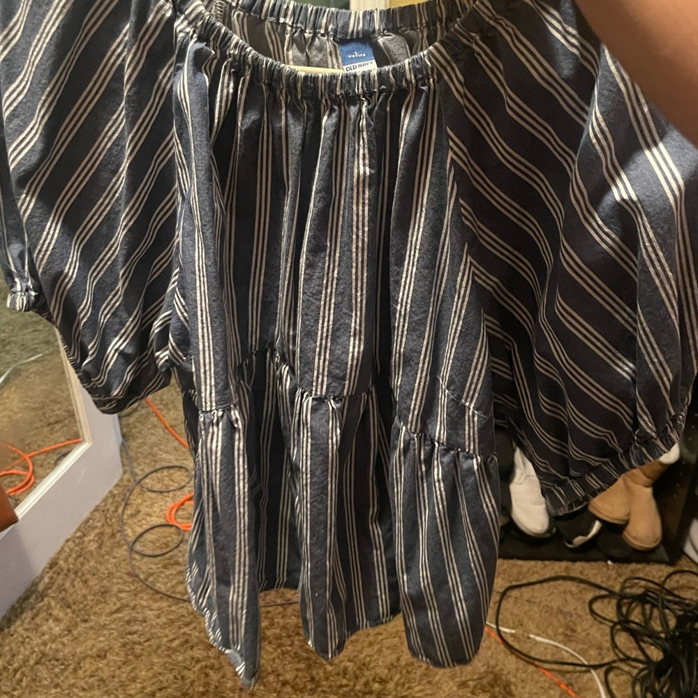 Old Navy Blue and White Tiered Blouse